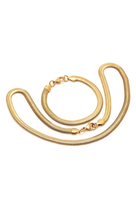 Wavy Chain Bracelet and Necklace Set