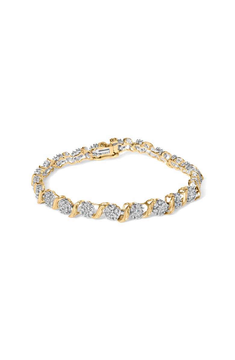 Haus of Brilliance 10K Yellow Gold 2.00 Cttw Round Cut Diamond 'S' Cluster Bracelet, Main, color, Yellow
