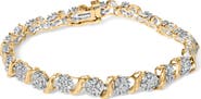 Haus of Brilliance 10K Yellow Gold 2.00 Cttw Round Cut Diamond 'S' Cluster Bracelet