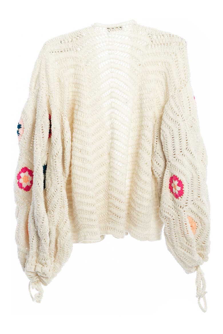 Floral Crochet Crop Cardigan, Alternate, color, WHITE