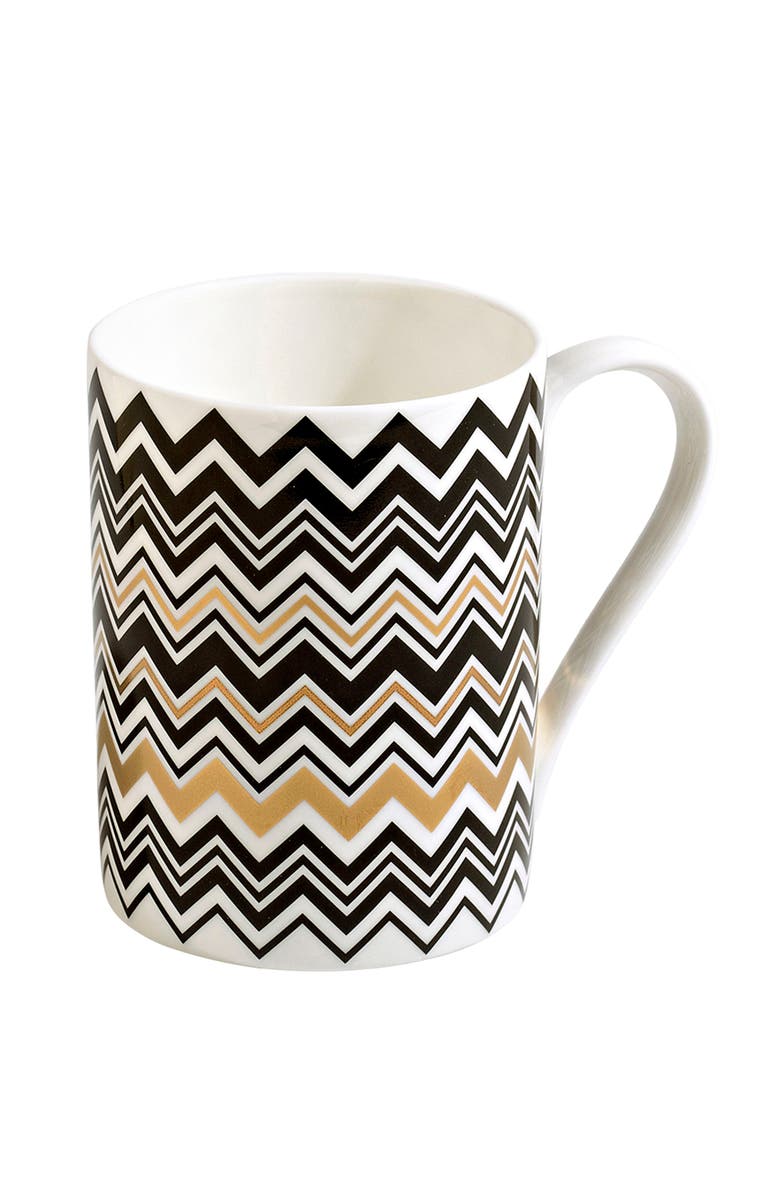 Missoni Home Tableware Mug Cup ZIG ZAG in Luxury Box Gold diam. 3", H 3.9", cap. 12.5 oz, Alternate, color, Multicolor