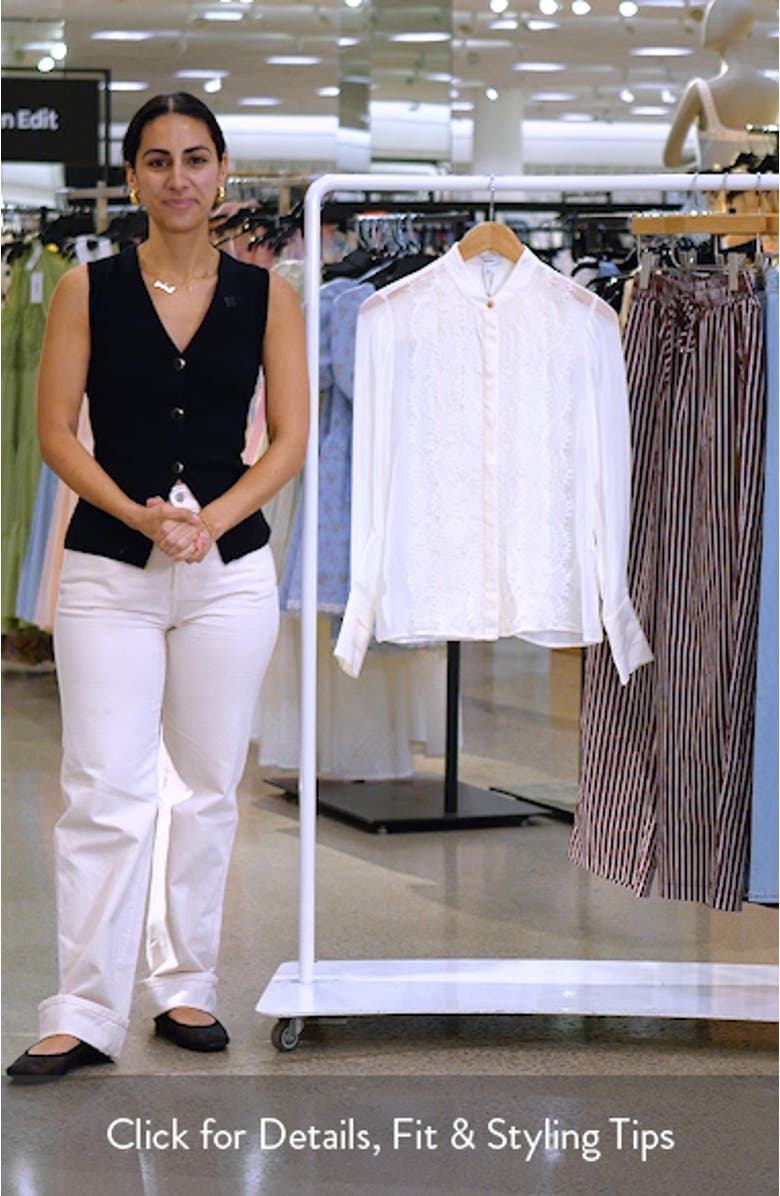 Miranda Lace & Crepe Button-Up Shirt, sales video thumbnail