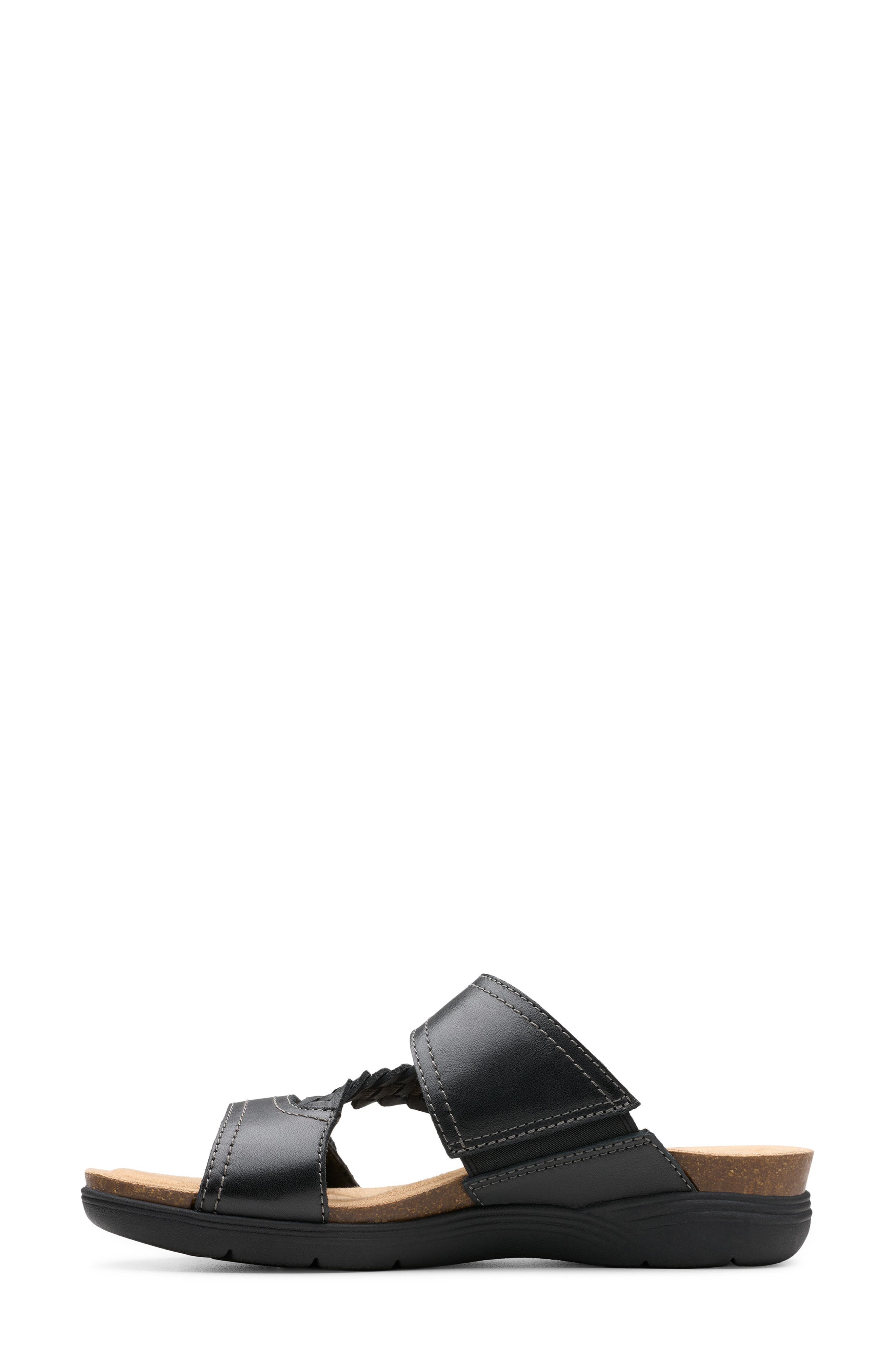 Clarks<sup>®</sup> April Raelyn Slide Sandal, Alternate, color, Black Leather
