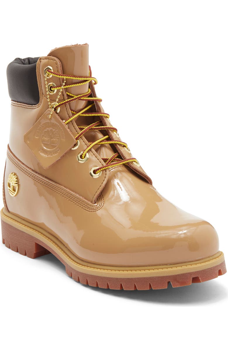 Timberland Premium 6-Inch Waterproof Patent Boot, Main, color, Medium Brown Patent Leather