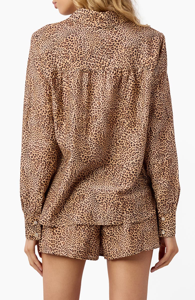 CAMI NYC Rafella Floral Cotton & Silk Button-Up Shirt, Alternate, color, Leopard