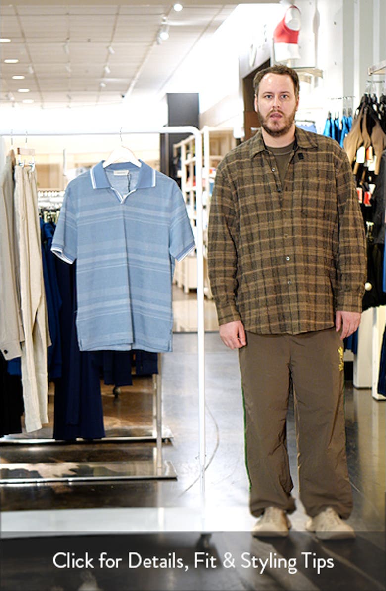 Textured Stripe Johnny Collar Polo, sales video thumbnail