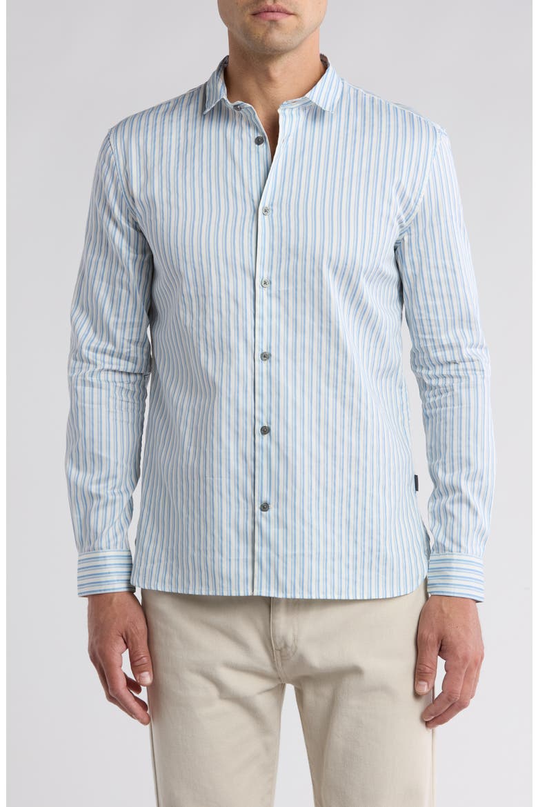 Ross Cotton Button-Up Shirt, Main, color, BLUE STONE