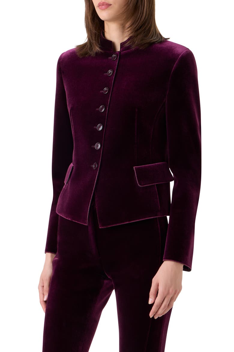 Deva Fitted Velvet Neoprene Jacket, Alternate, color, MERLOT RED
