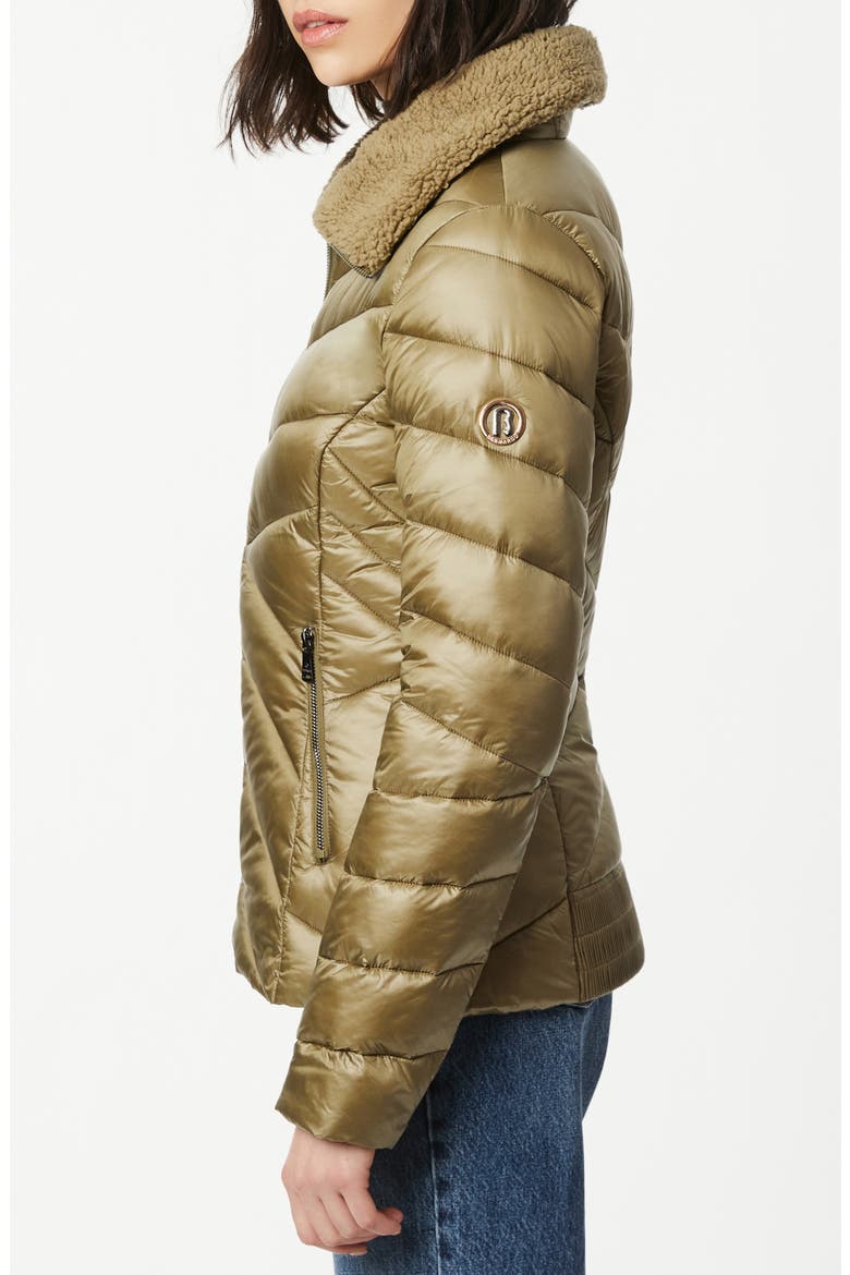 Fleece Trim Quilted Puffer Coat, Alternate, color, SAGE GREEN