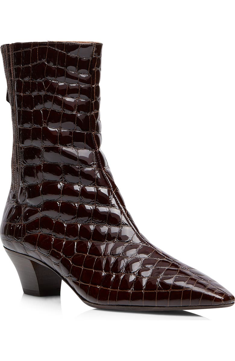 Aquazzura Tres St. Honore Croc Embossed Genuine Kangaroo Leather Bootie, Main, color,