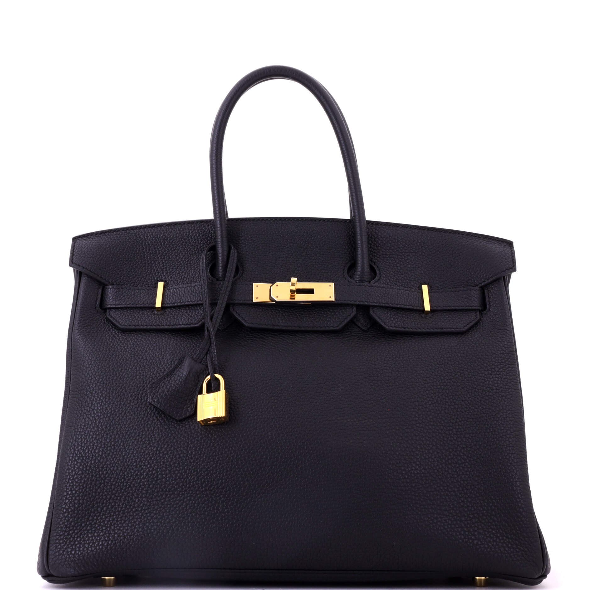 Pre-Owned Hermes Birkin Handbag Black Togo with Gold Hardware 35, Main, color, Noir