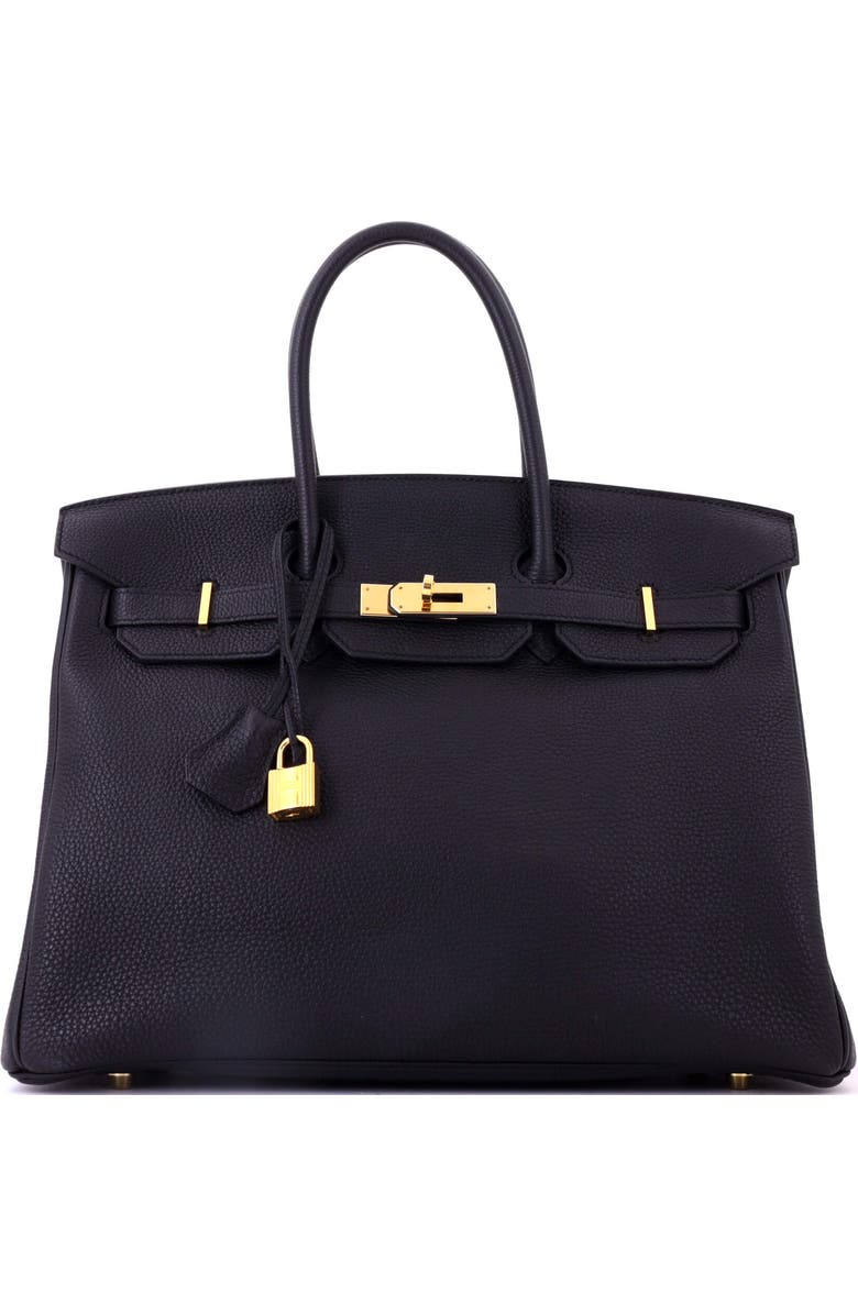 Pre-Owned Hermes Birkin Handbag Black Togo with Gold Hardware 35, Main, color, Noir