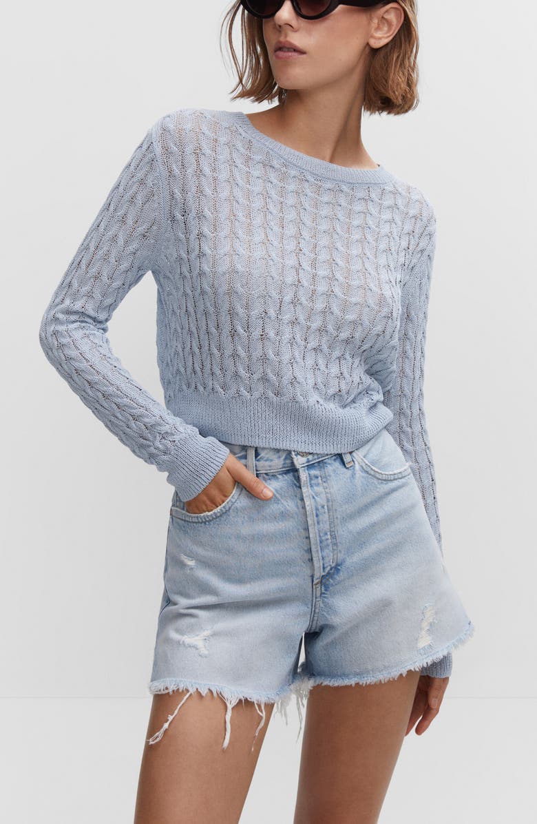 MANGO Cutoff Denim Shorts, Alternate, color,