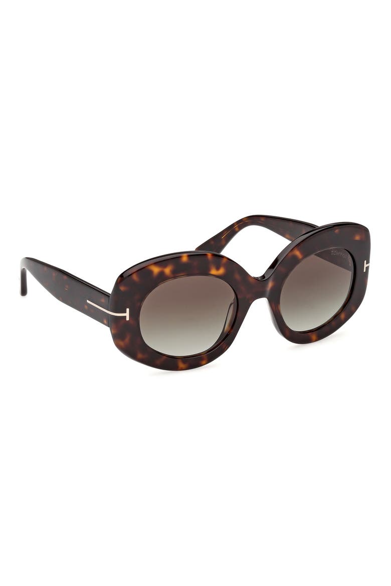 Claudette 51mm Round Sunglasses, Alternate, color, SHINY CLASSIC DARK HAVANA /T/ LOGO / GRADIENT SMOKE LENS