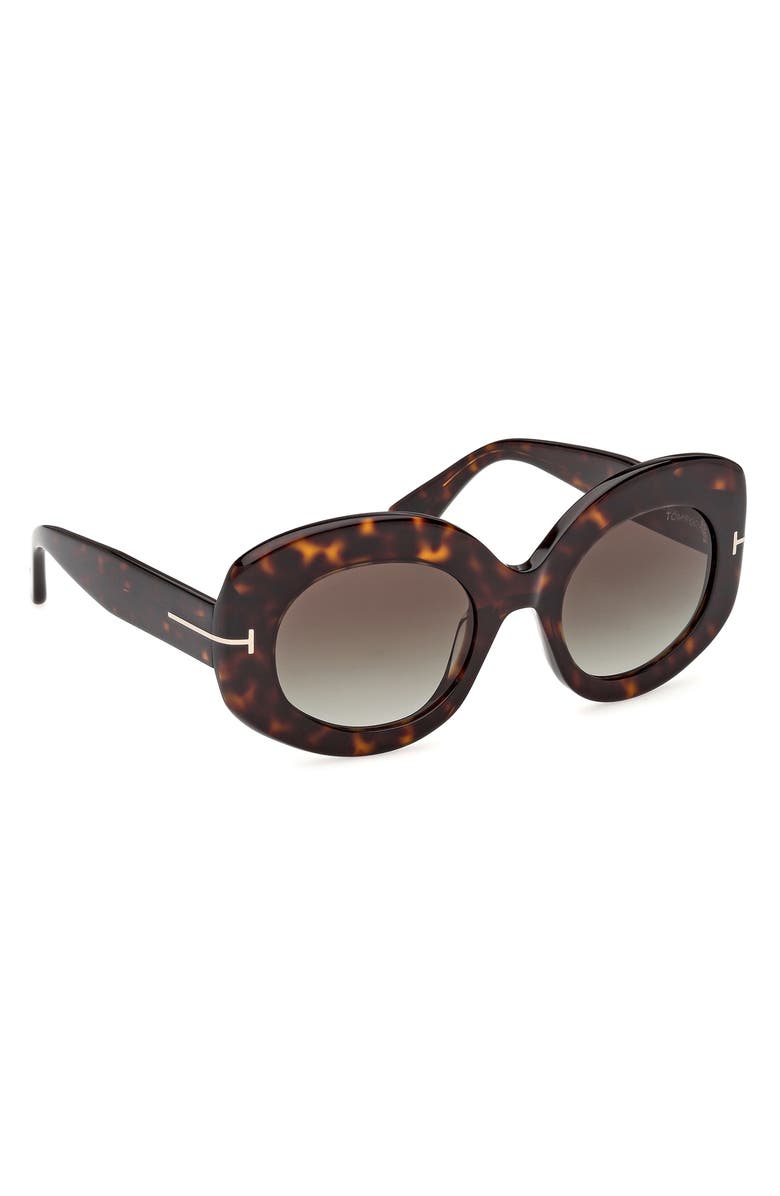 TOM FORD Claudette 51mm Round Sunglasses, Alternate, color, Dark Havana / Gradient Smoke