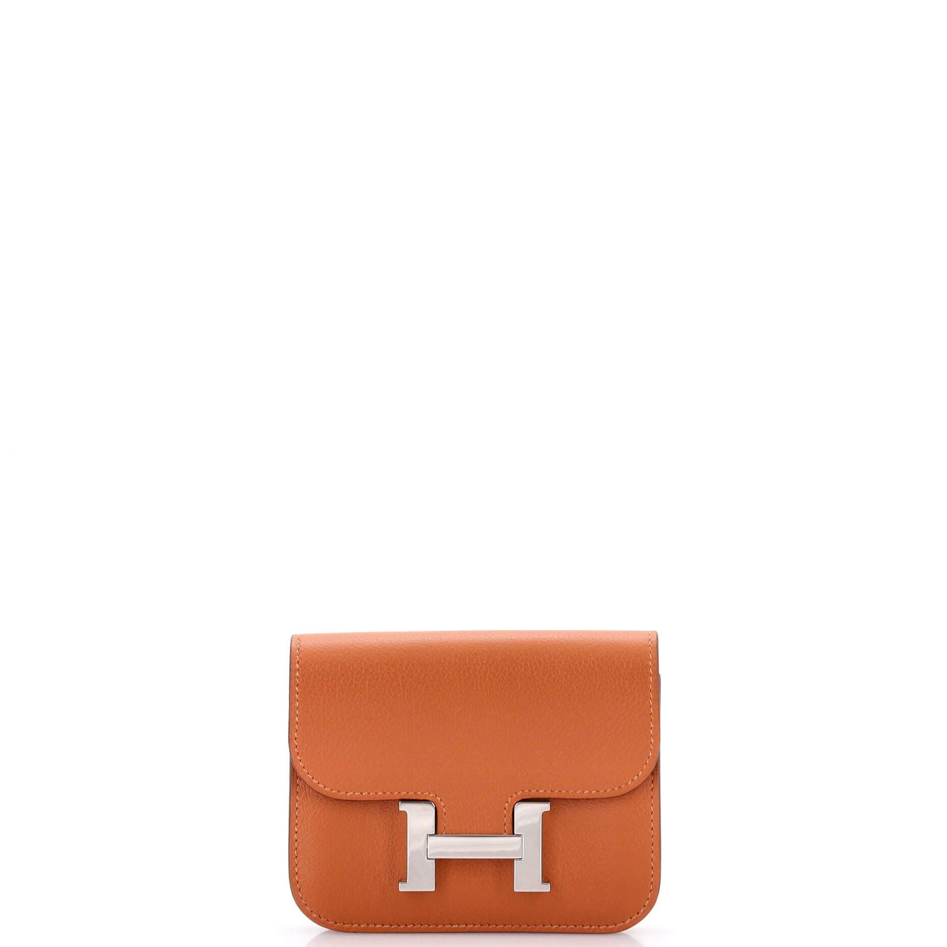 Pre-Owned Hermes Constance Slim Wallet Evercolor, Main, color, Quebracho