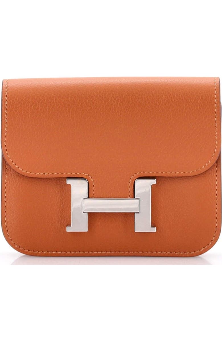 Pre-Owned Hermes Constance Slim Wallet Evercolor, Main, color, Quebracho