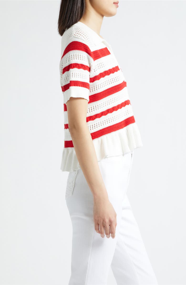 Cinq à Sept Elvire Knit Polo Pullover, Alternate, color, Goji Berry/ Ivory