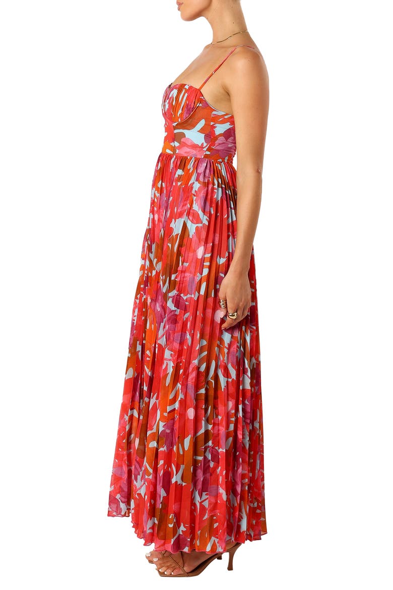Achanti Print Pleated Maxi Dress, Alternate, color, PINK AZALEA