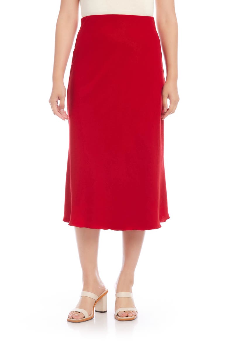 Bias Cut Midi Skirt, Main, color, RED