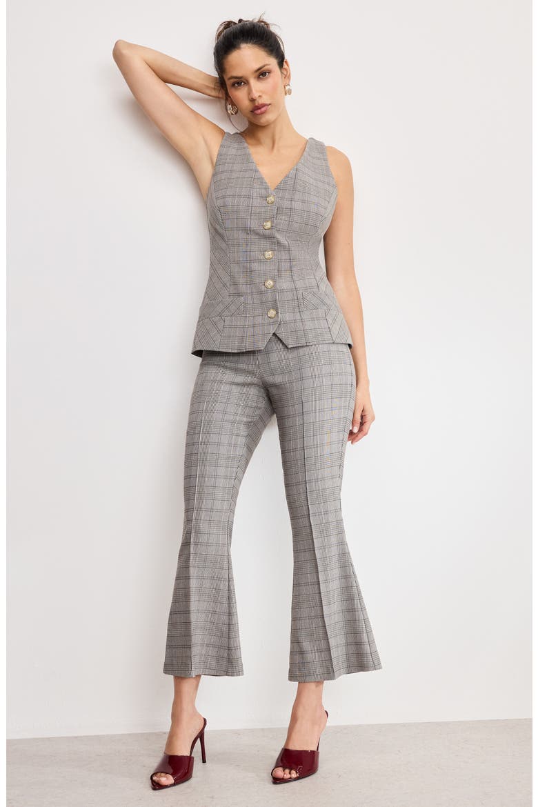 Plaid Kick Flare Pants, Alternate, color, GLEN PLAID001
