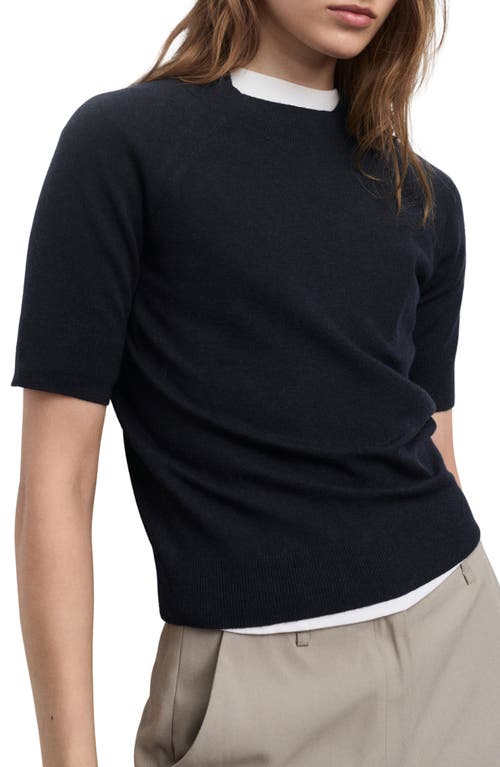 Mango Short Sleeve Sweater In Blue