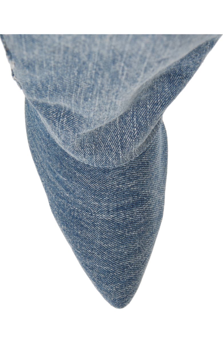 AZALEA WANG Risna Belted Foldover Denim Pointed Toe Boot, Alternate, color,