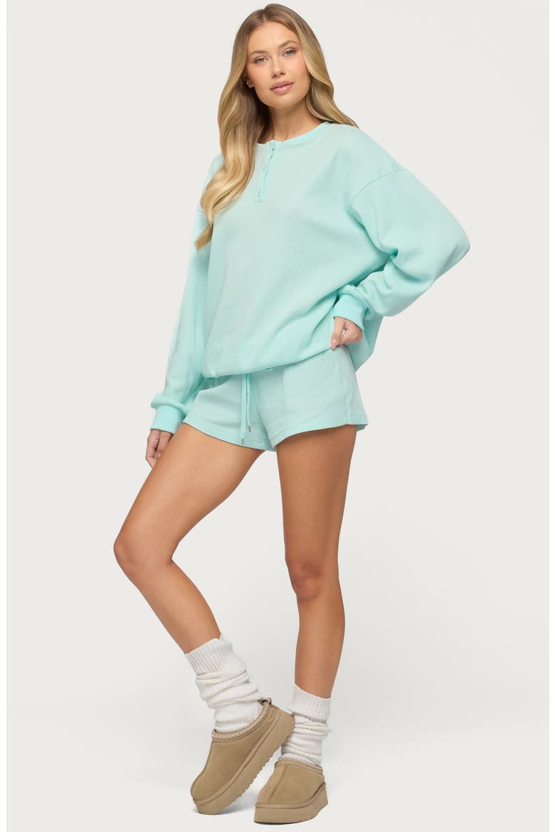 Baila Waffle Knit Drawstring Shorts, Alternate, color, AQUA