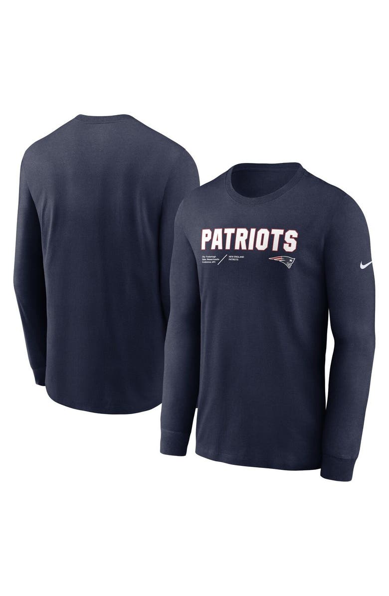 Nike Men's Nike Navy New England Patriots Sideline Infograph Lock Up Performance Long Sleeve T-Shirt, Alternate, color, Navy
