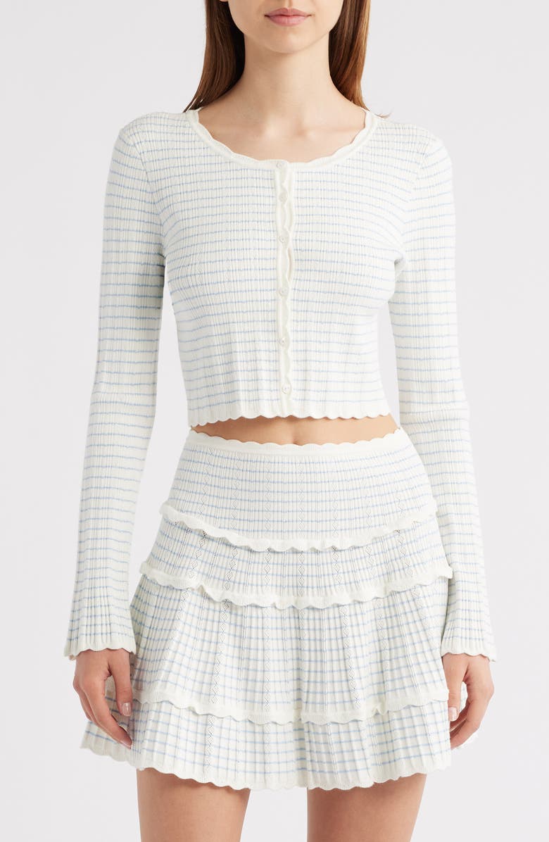 LoveShackFancy Media Stripe Pointelle Cardigan, Main, color, Sailor Stripes