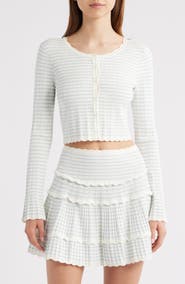 LoveShackFancy Media Stripe Pointelle Cardigan