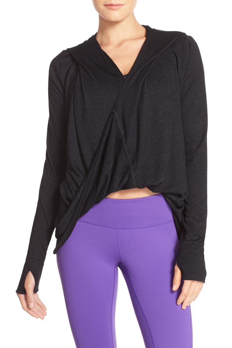 Wrap Hoodie, Main, color, BLACK HEATHER