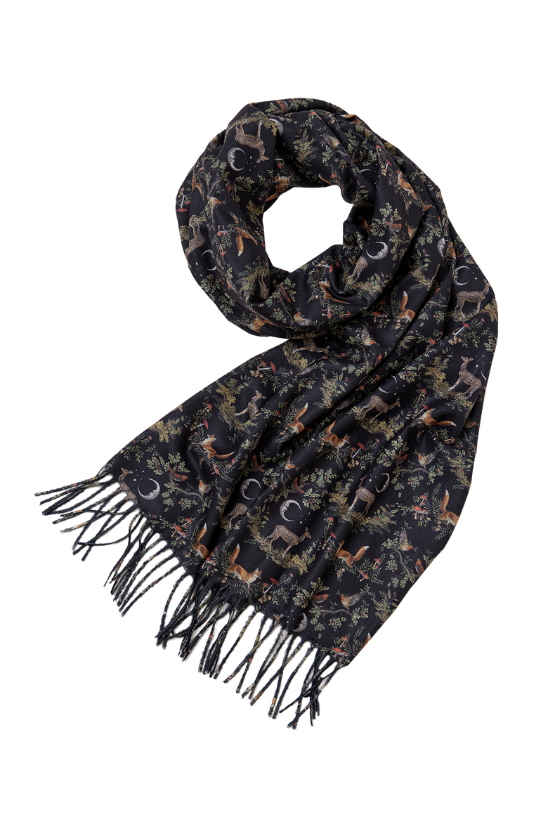 A Night's Tale Woodland Midnight Heavy Weight Scarf, Main, color, Black