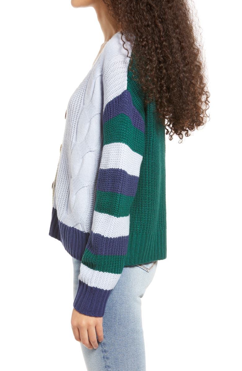 Vigoss Colrblock Stripe Sleeve Cardigan, Alternate, color, 