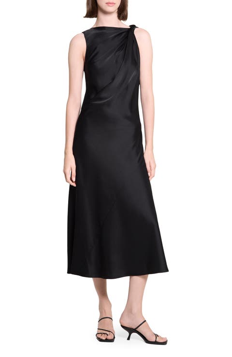 Twisted Shoulder Midi Dress