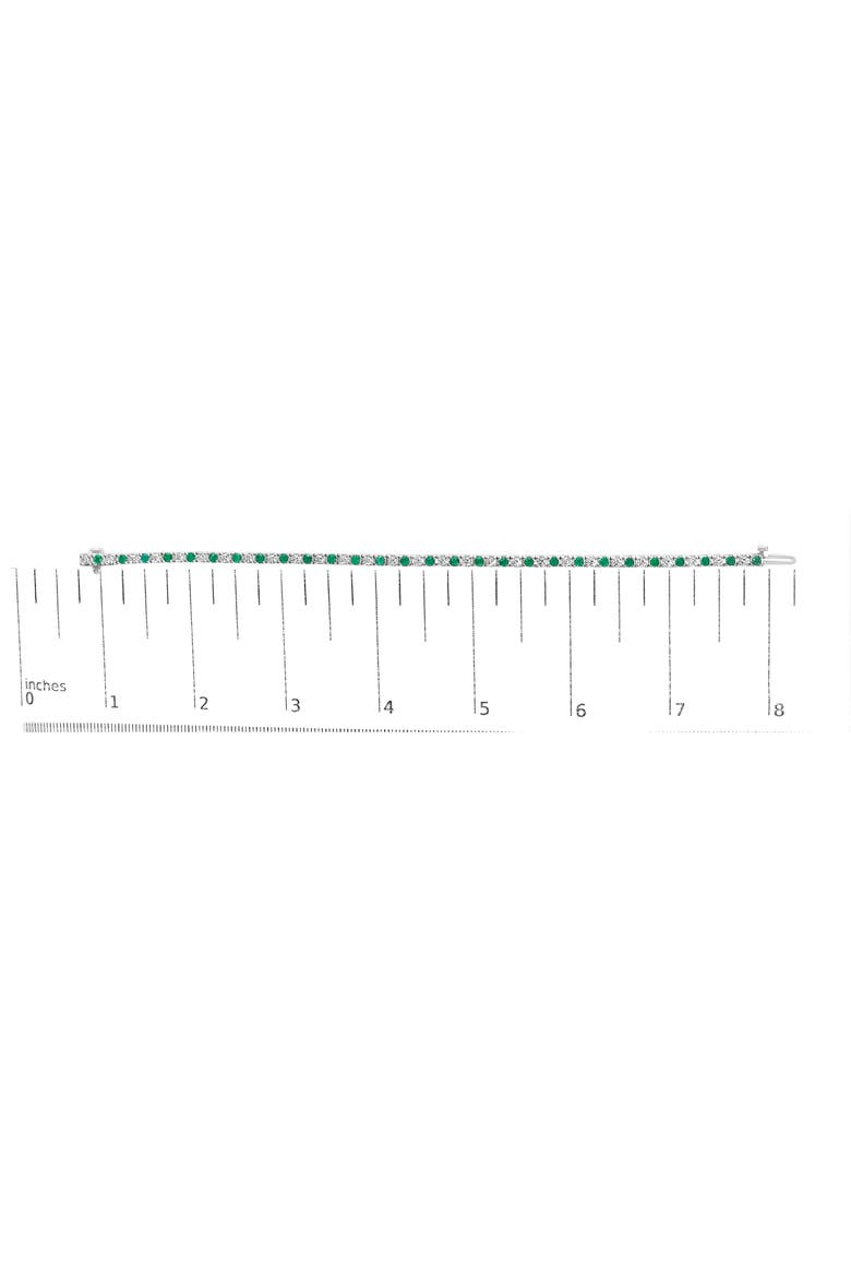 14K White Gold Alternating 1 1/2 Cttw Diamond and Emerald Tennis Bracelet, Alternate, color, White