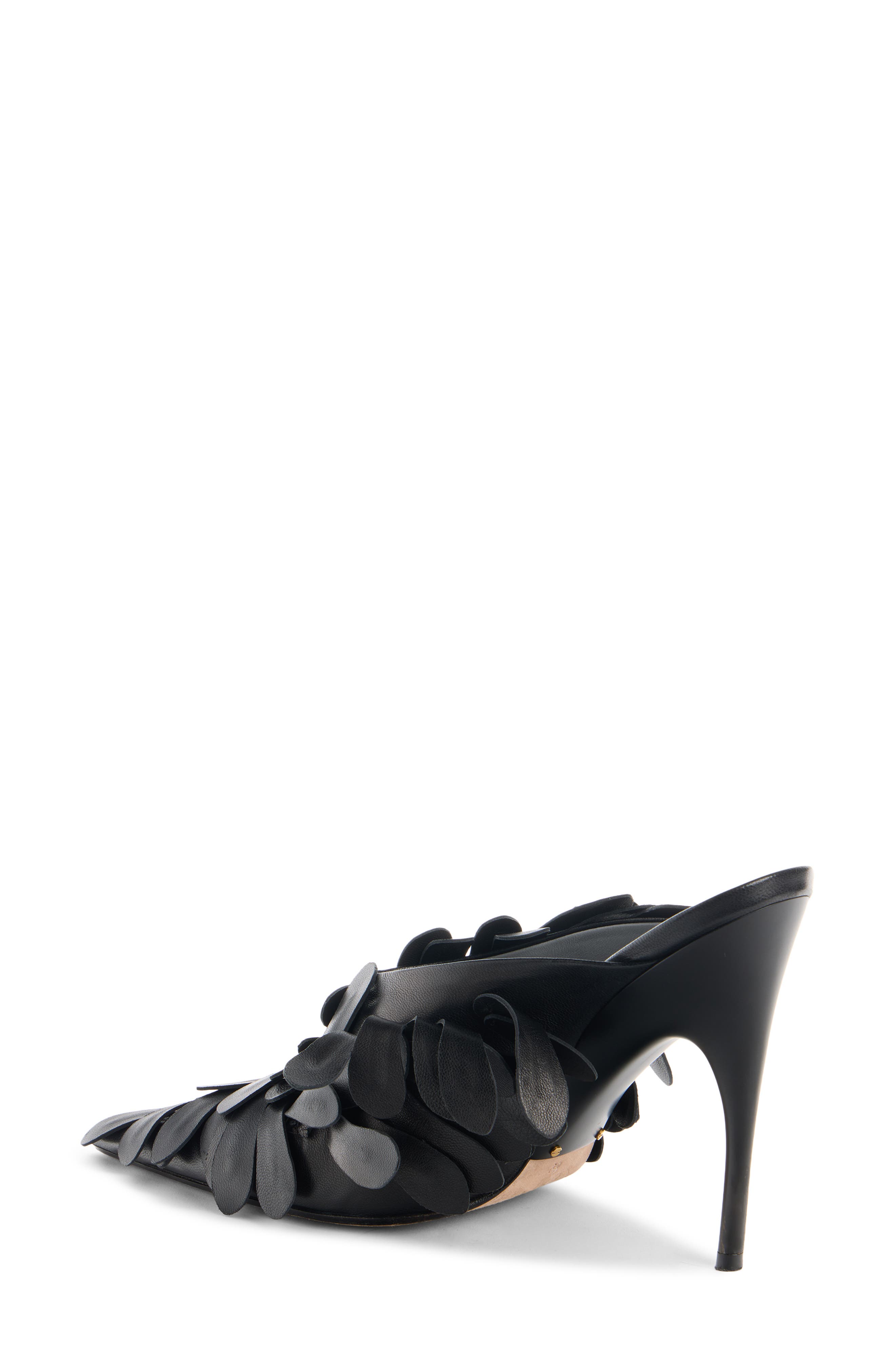 Balenciaga Duchesse Floral Petal Pointed Toe Mule, Alternate, color, Black/ Gold