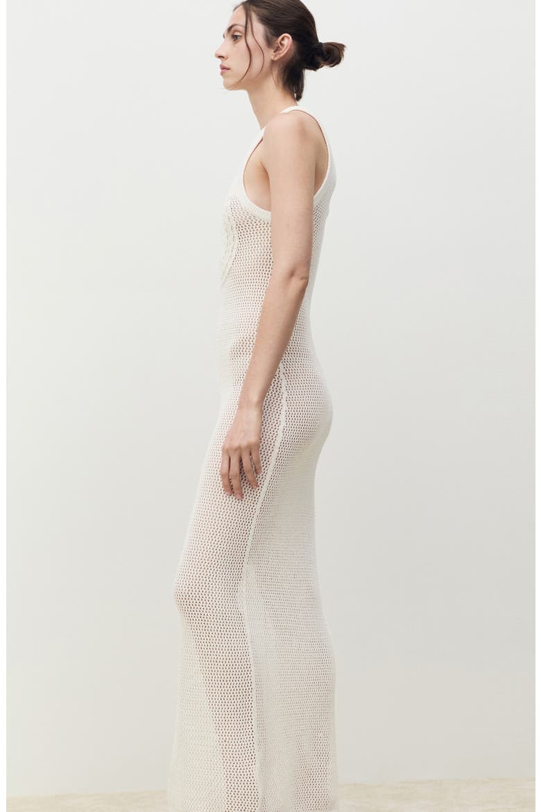 Crochet Appliqué Sheer Cotton Blend Cover-Up Dress, Alternate, color, OFF WHITE
