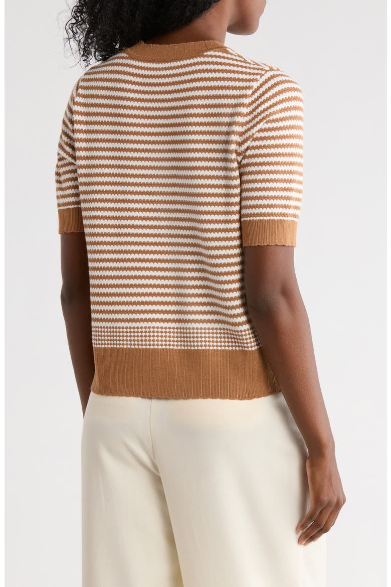 Stripe Short Sleeve Sweater, Alternate, color, CAMEL/ IVORY COLOR