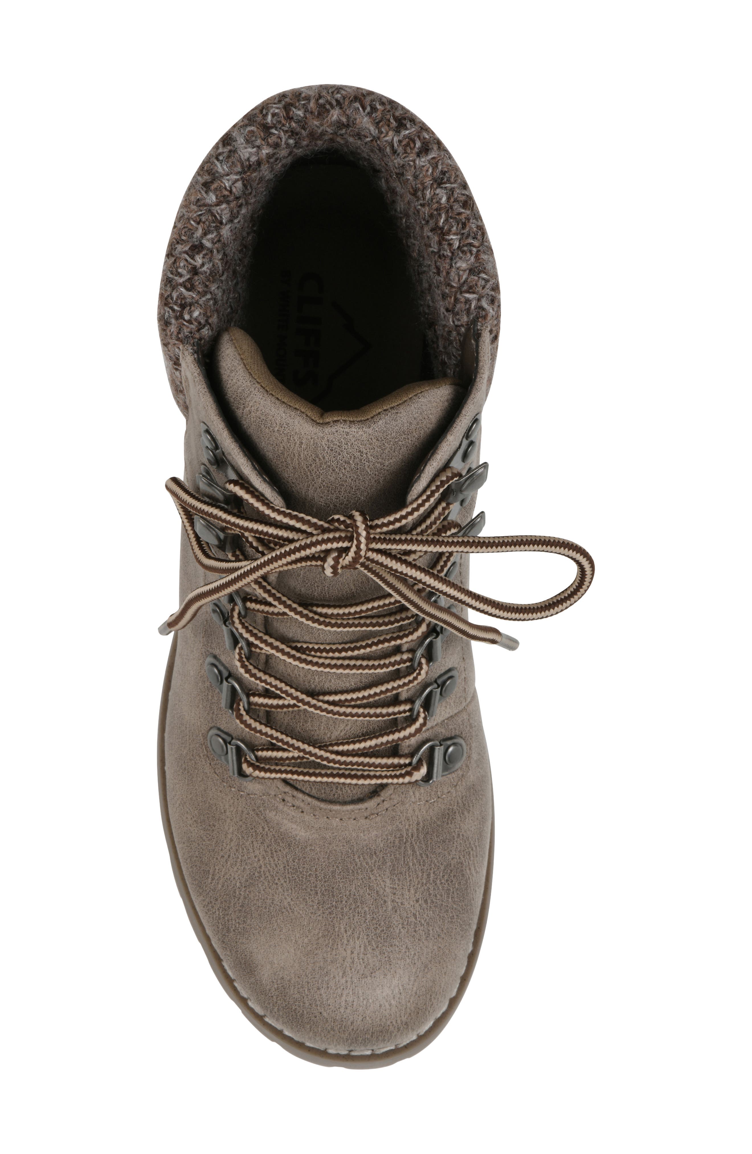 Pathfield Knit Collar Lace-Up Boot, Alternate, color, STONE/ FABRIC