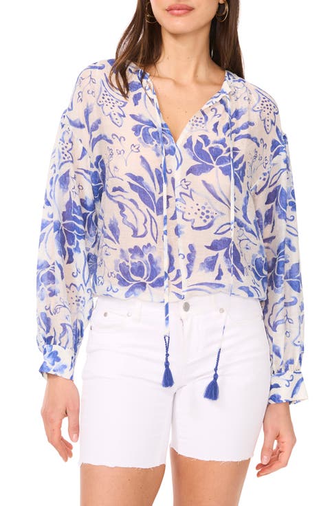 売れ筋商品|||ヴィンスカムート カットソー トップス レディース Women's Printed Tie-Front Top Sapphire Sky Women's Vince Camuto Tops | Nordstrom