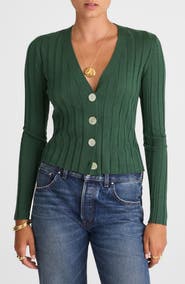 Madewell Rib V-Neck Merino Wool & Silk Cardigan