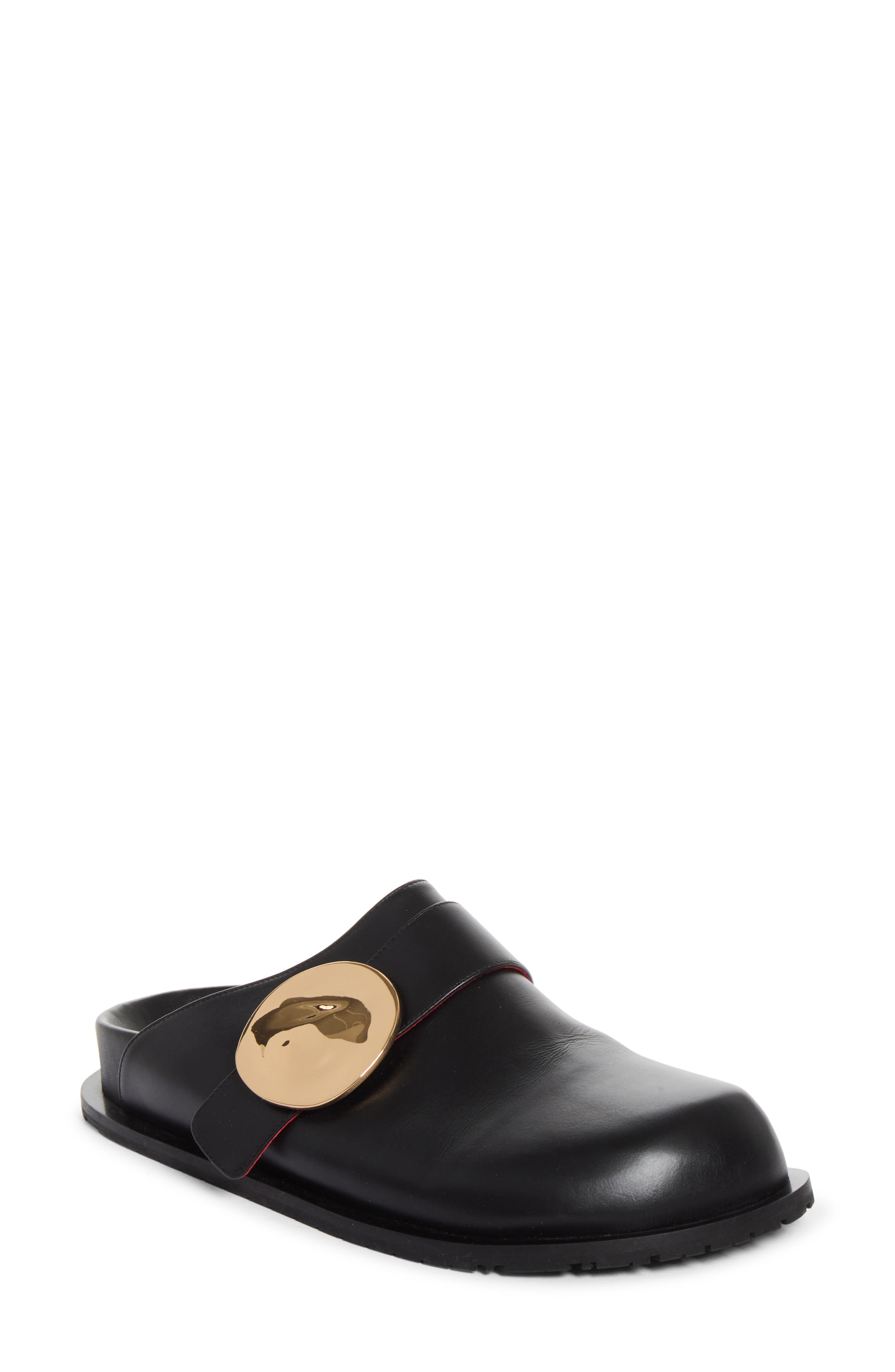 Fussbet Leather Mule, Main, color, BLACK