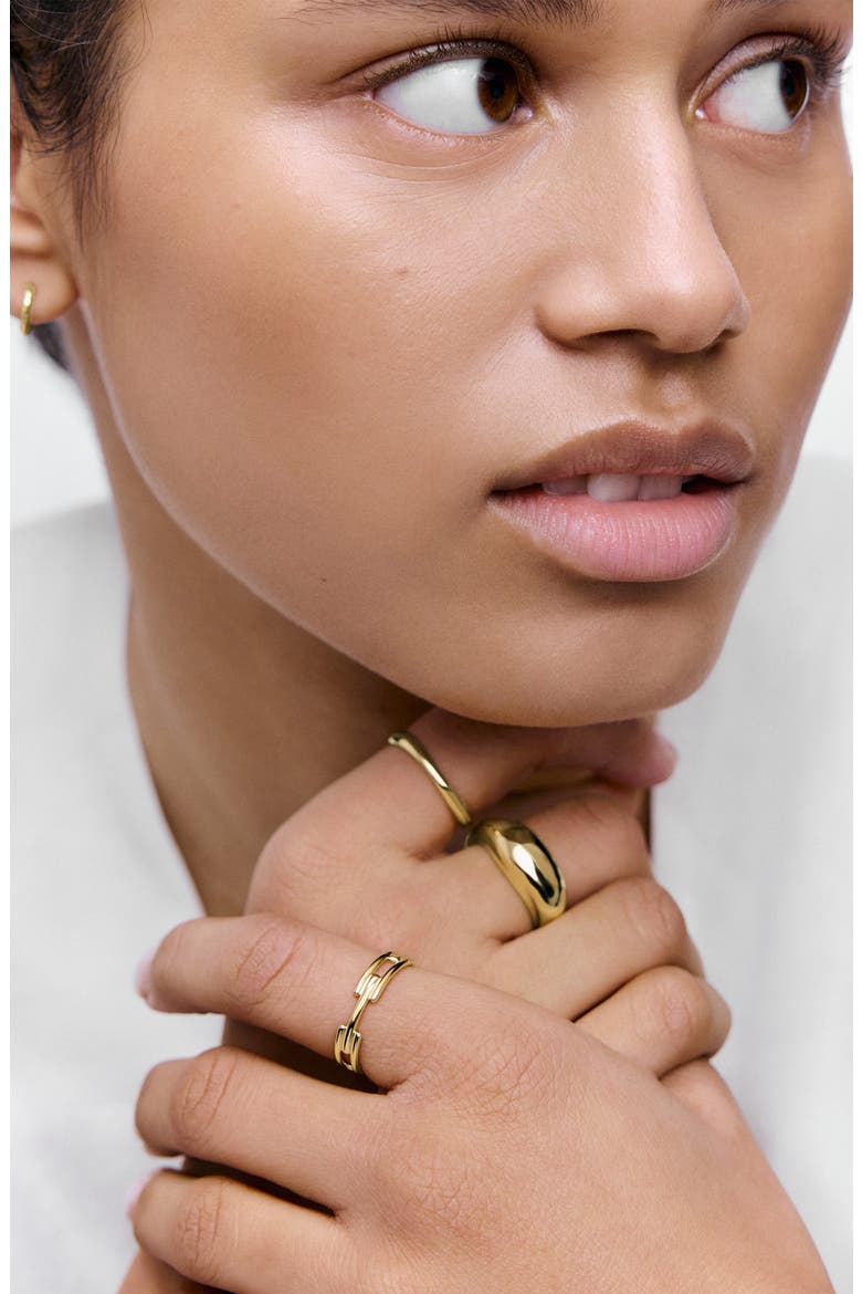 Signature Link Stacking Ring, Alternate, color, 18CT GOLD VERMEIL