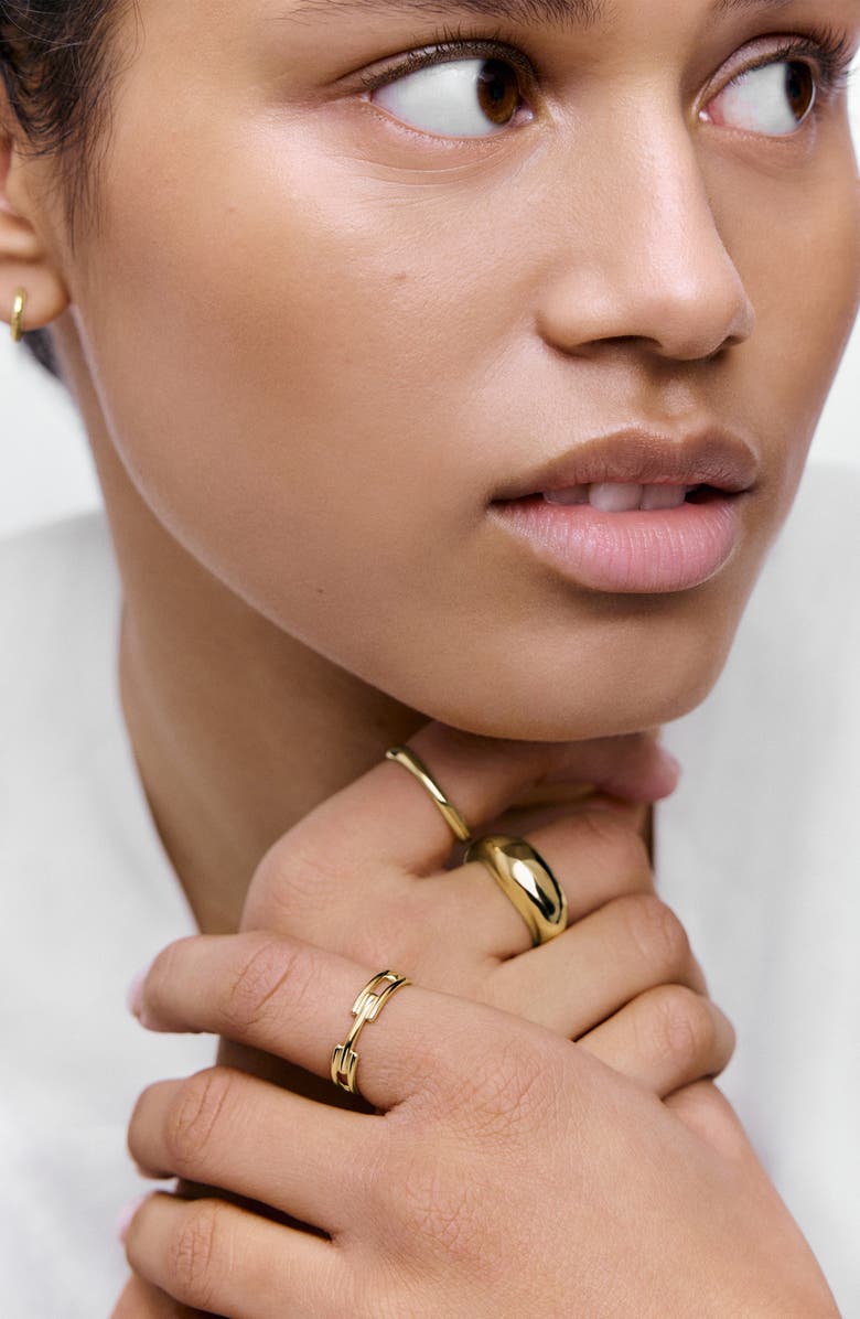 Monica Vinader Signature Link Stacking Ring, Alternate, color, 18Ct Gold Vermeil