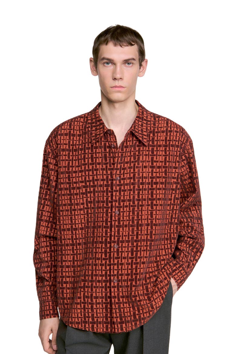 Shirt with velvet flocking, Alternate, color, Burnt orange