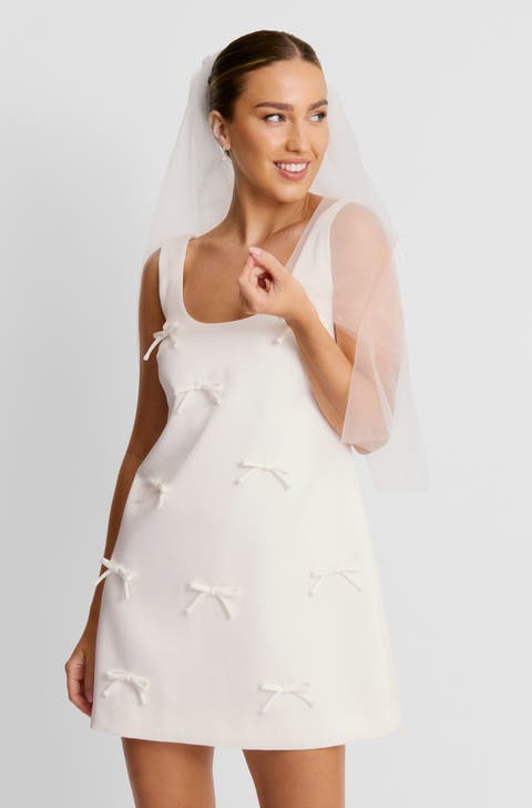 Scoop Neck Bow Detail Mini Dress