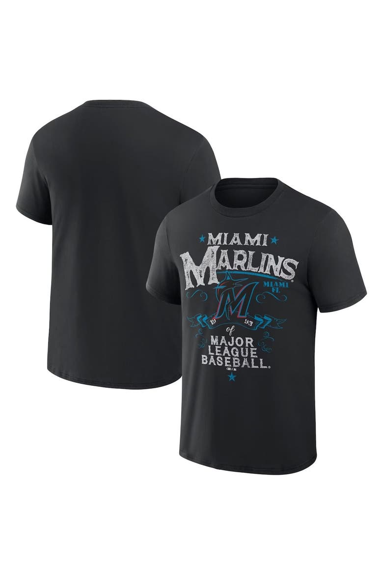 Men's Darius Rucker Collection by Fanatics  Black Miami Marlins Beach Splatter T-Shirt, Main, color, Black
