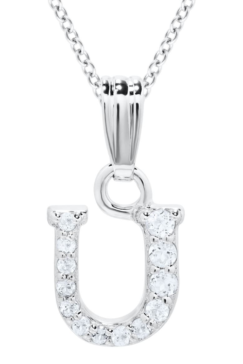 White Topaz Pavé Initial Pendant Necklace, Main, color, SILVER - U