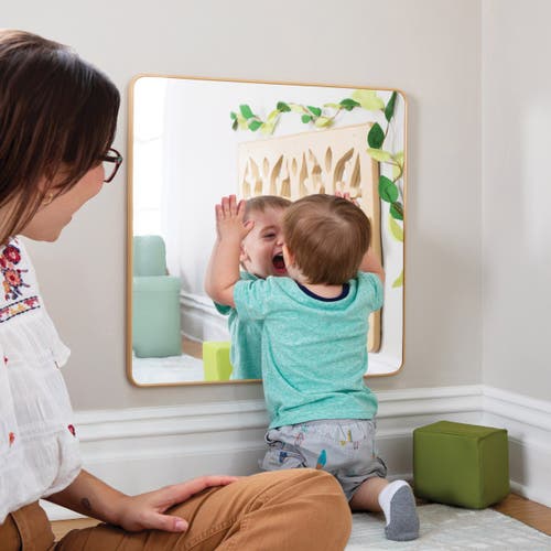 Kaplan Early Learning Company Square Mounted Wall Mirror In Brown